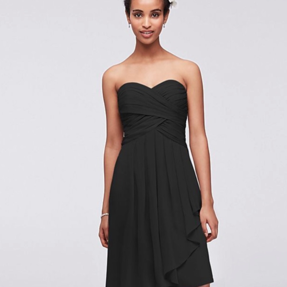 David’s Bridal Black Strapless Bridesmaid Dress